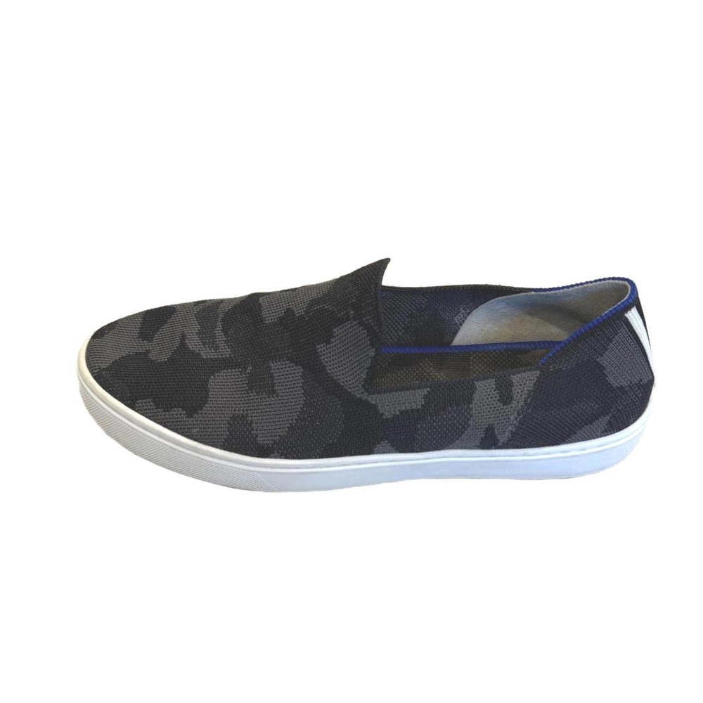 Rothy's "The Original Slip-On"‎ sneakers in a black/gray camo print women size 9